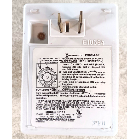 Intermatic Time All Plug-In Light Appliance Timer 24 hour 15 amp - Picture 3 of 4